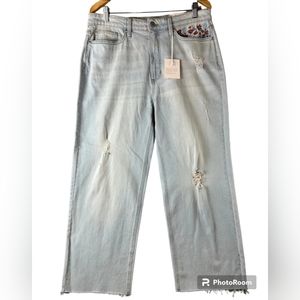 Lauren Conrad Womens High Rise Cropped Jeans Vintage Style Distressed Size 4 New